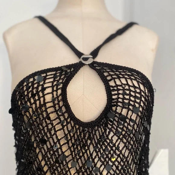 NWT Coperni knitted mini crochet dress black in a size small - Picture 4 of 9